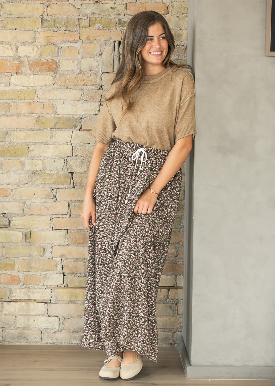 Crewneck Short Sleeve Camel Top FF Tops