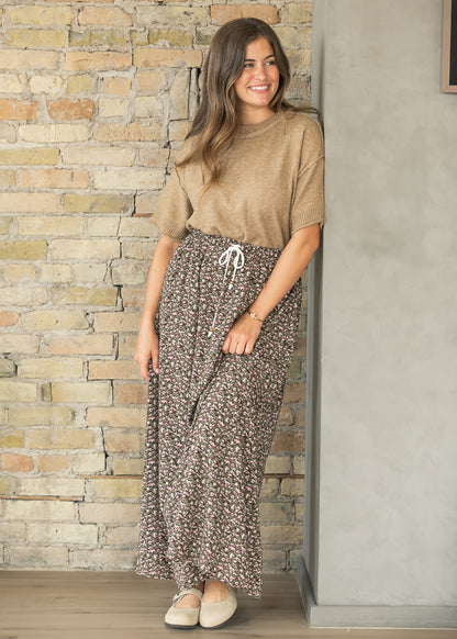 Crewneck Short Sleeve Camel Top FF Tops
