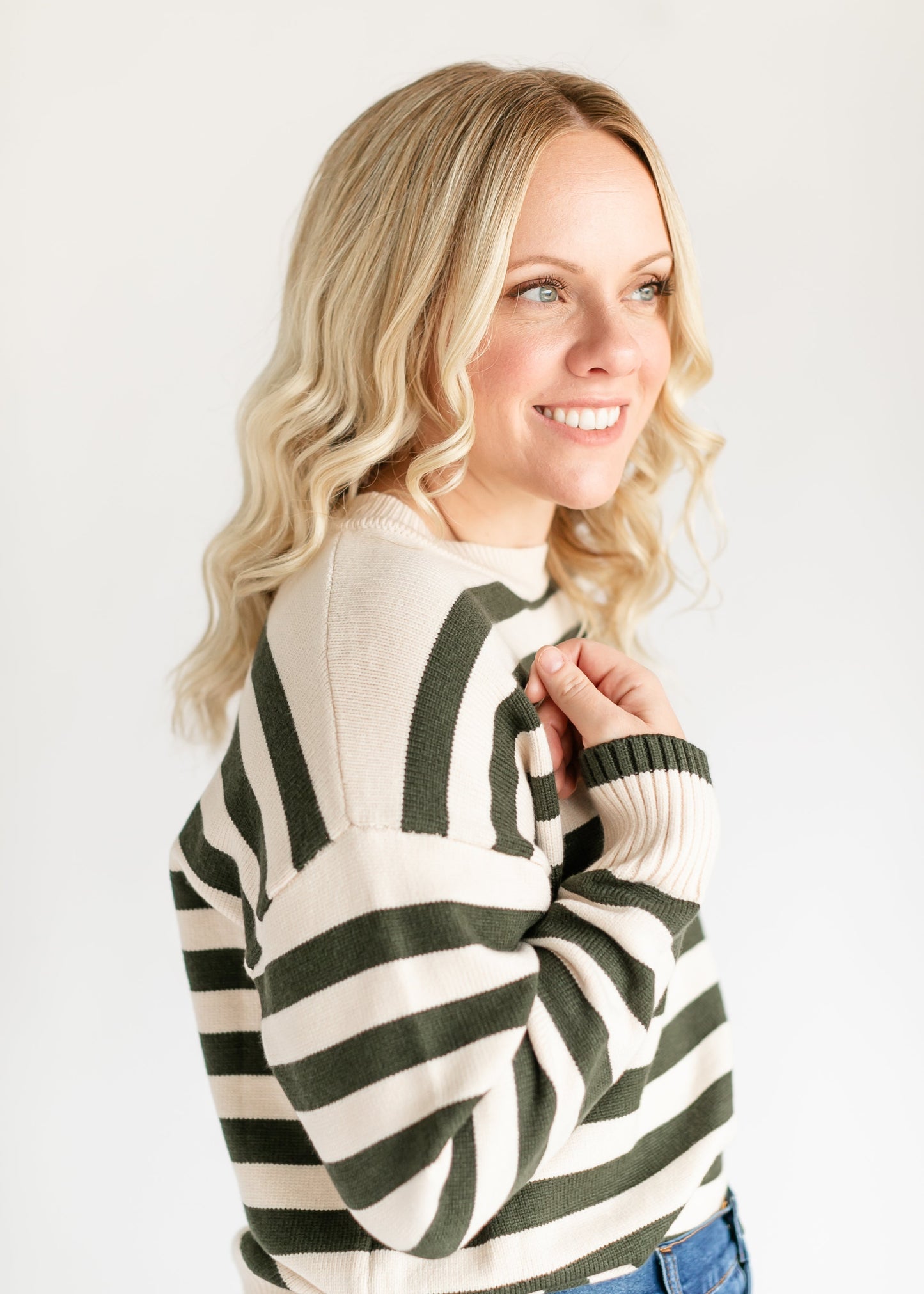 Crewneck Striped Sweater FF Tops