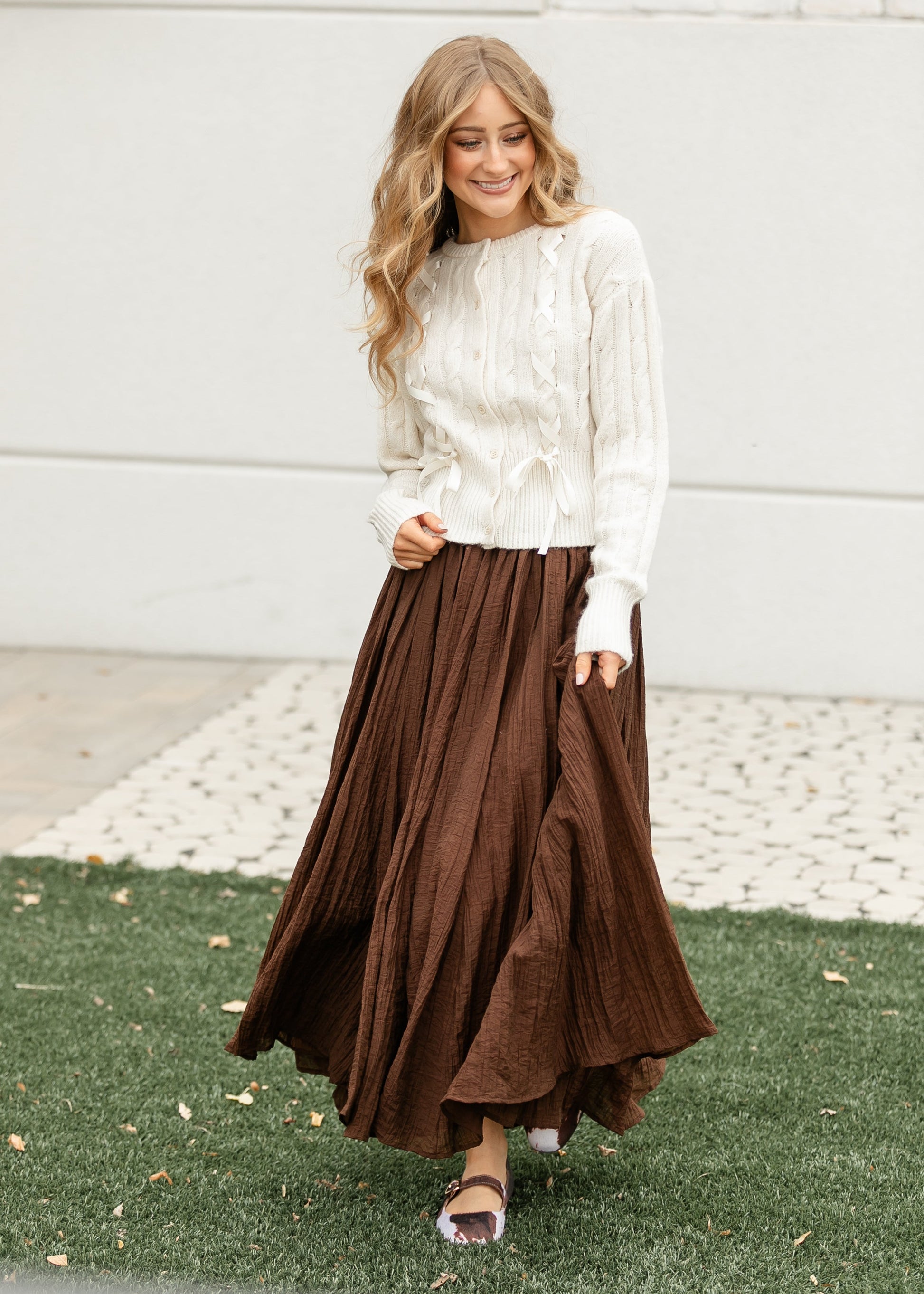 Crinkle Woven Maxi Skirt FF Skirts