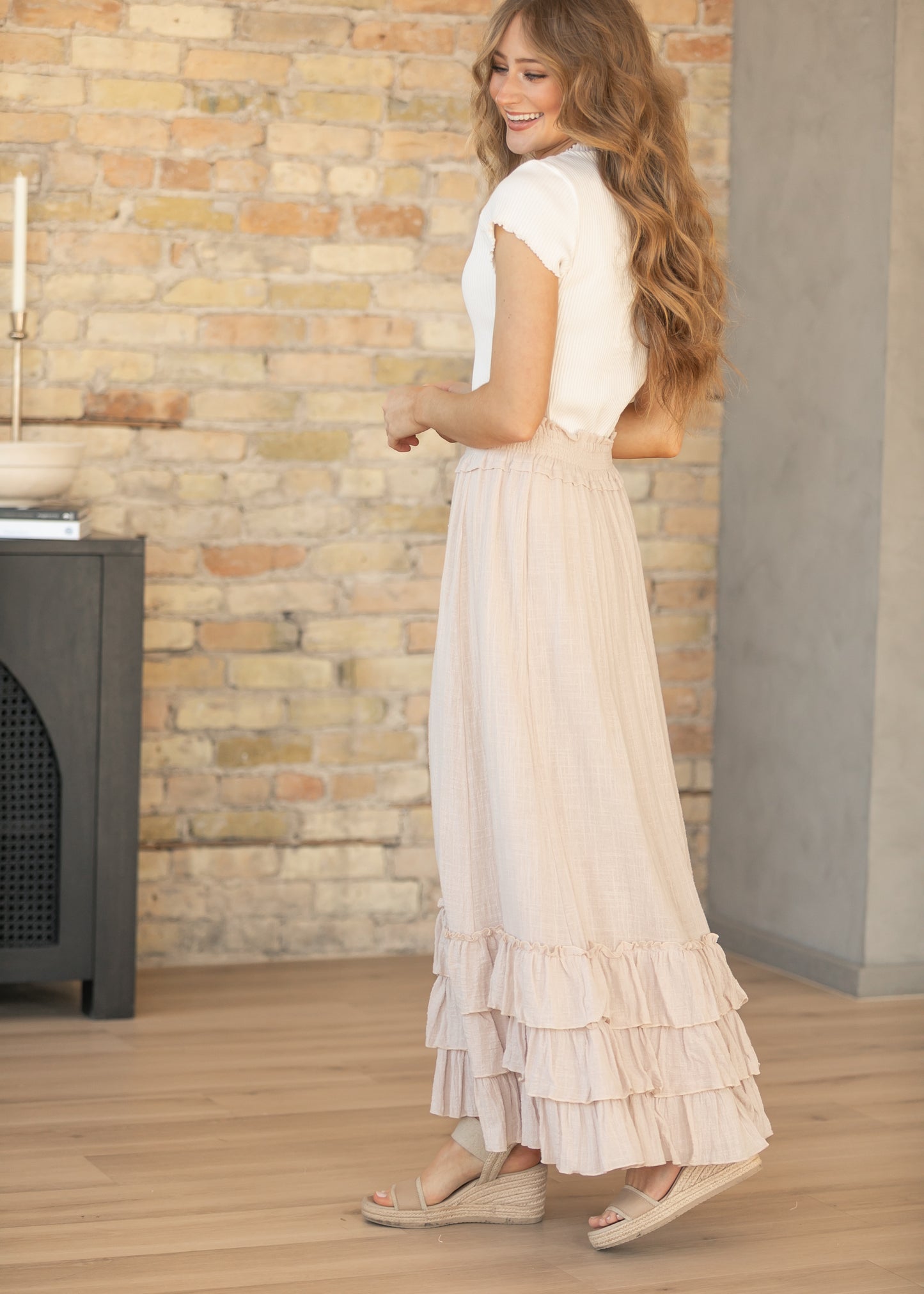 Crinkled Ruffle Maxi Skirt FF Skirts