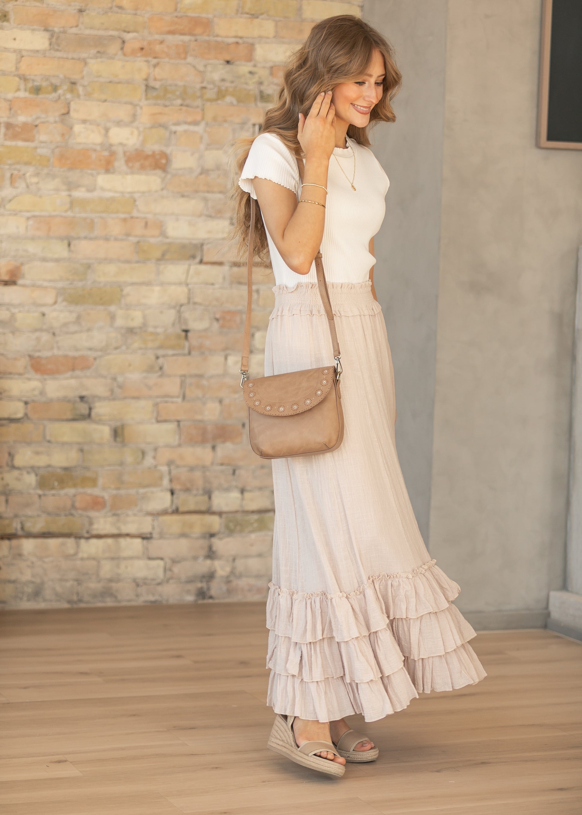 Crinkled Ruffle Maxi Skirt FF Skirts