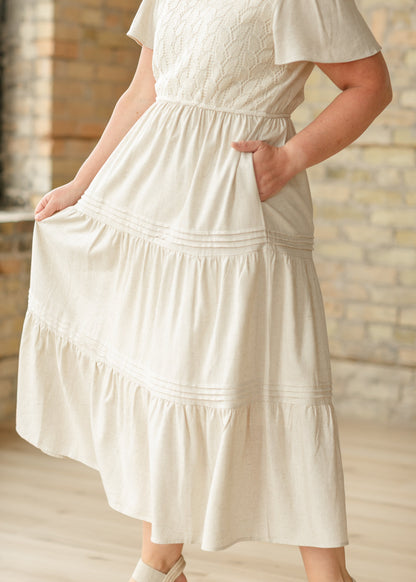 Crochet Detail V-Neck Maxi Dress FF Dresses