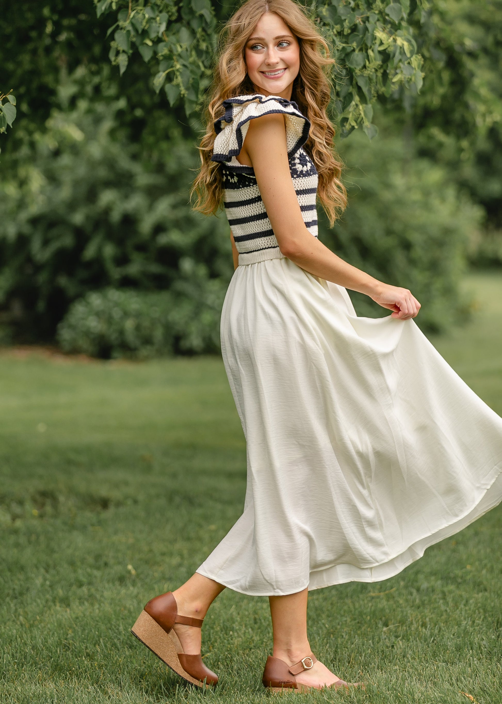 Crochet Short Sleeve Midi Dress Inherit Co. Crochet Short Sleeve Midi Dress Inherit Co.