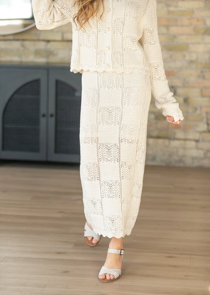 Crochet Square Tank Maxi Dress & Sweater Set FF Tops