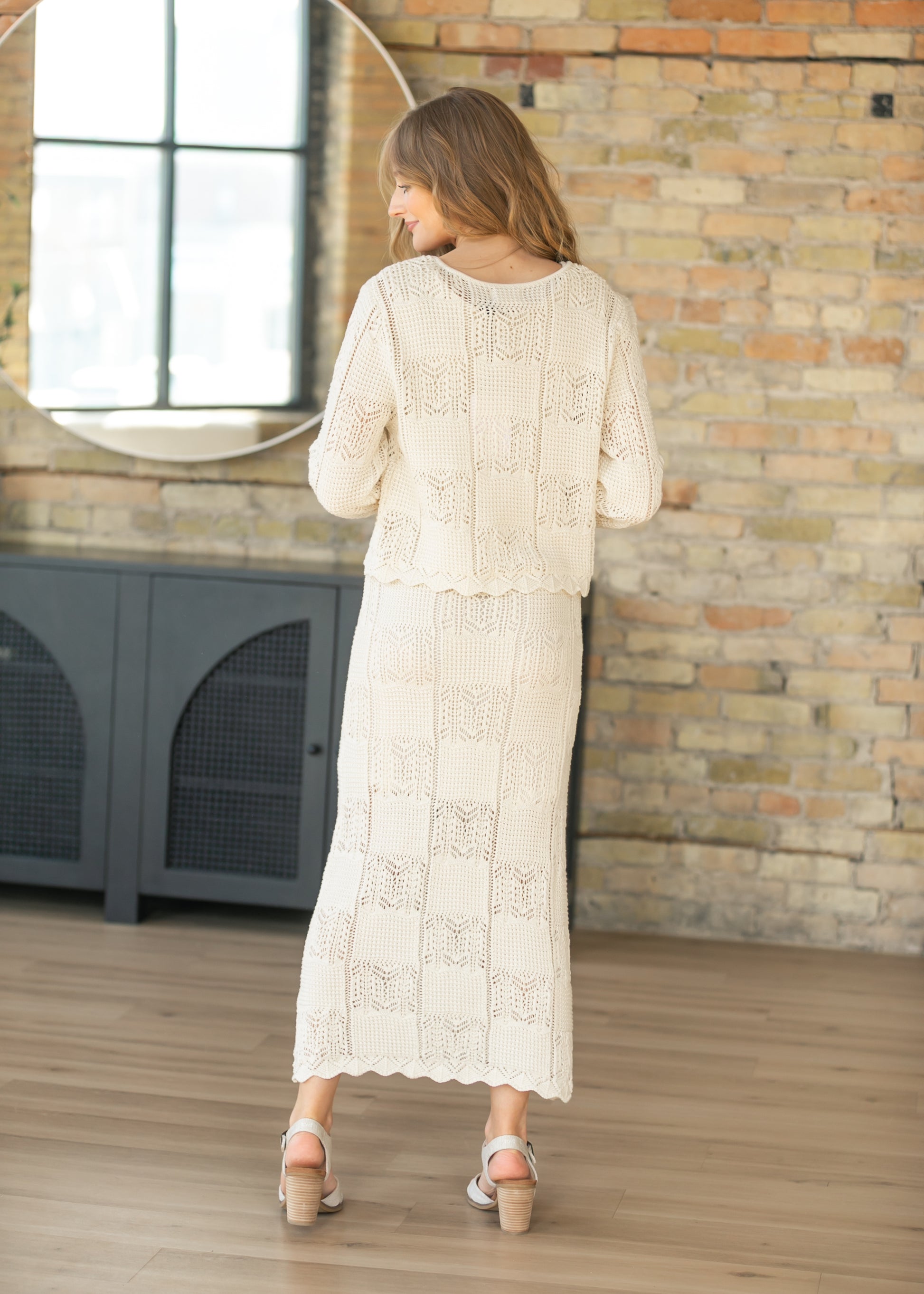 Crochet Square Tank Maxi Dress & Sweater Set FF Tops