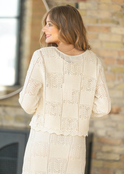 Crochet Square Tank Maxi Dress & Sweater Set FF Tops