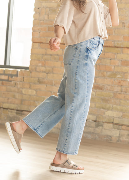Cropped High Rise Barrel Jeans FF Pants