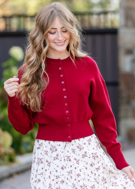 Cropped Long Sleeve Button Up Cardigan FF Layering Essentials