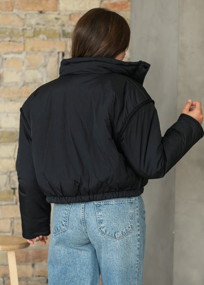 Cropped Snap Front Puffer Jacket FF Tops