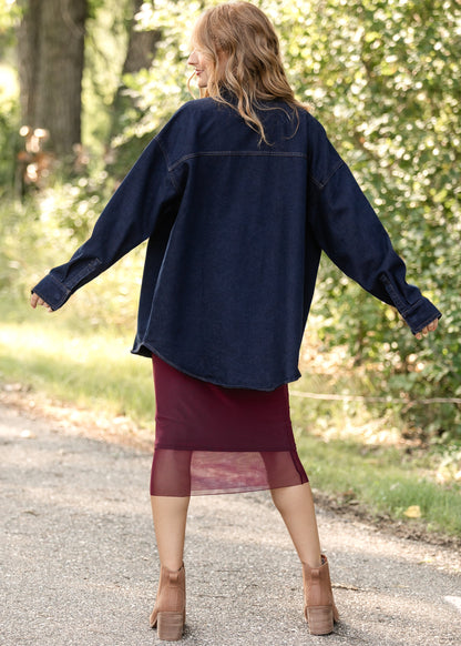 Dark Denim Button Up Top FF Tops