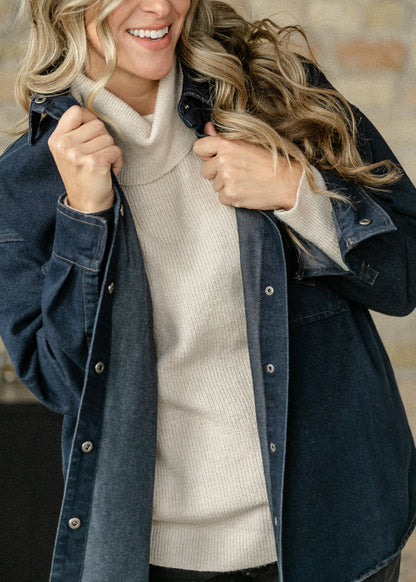 Dark Denim Button Up Top FF Tops