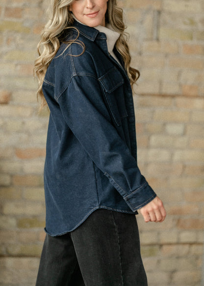 Dark Denim Button Up Top FF Tops