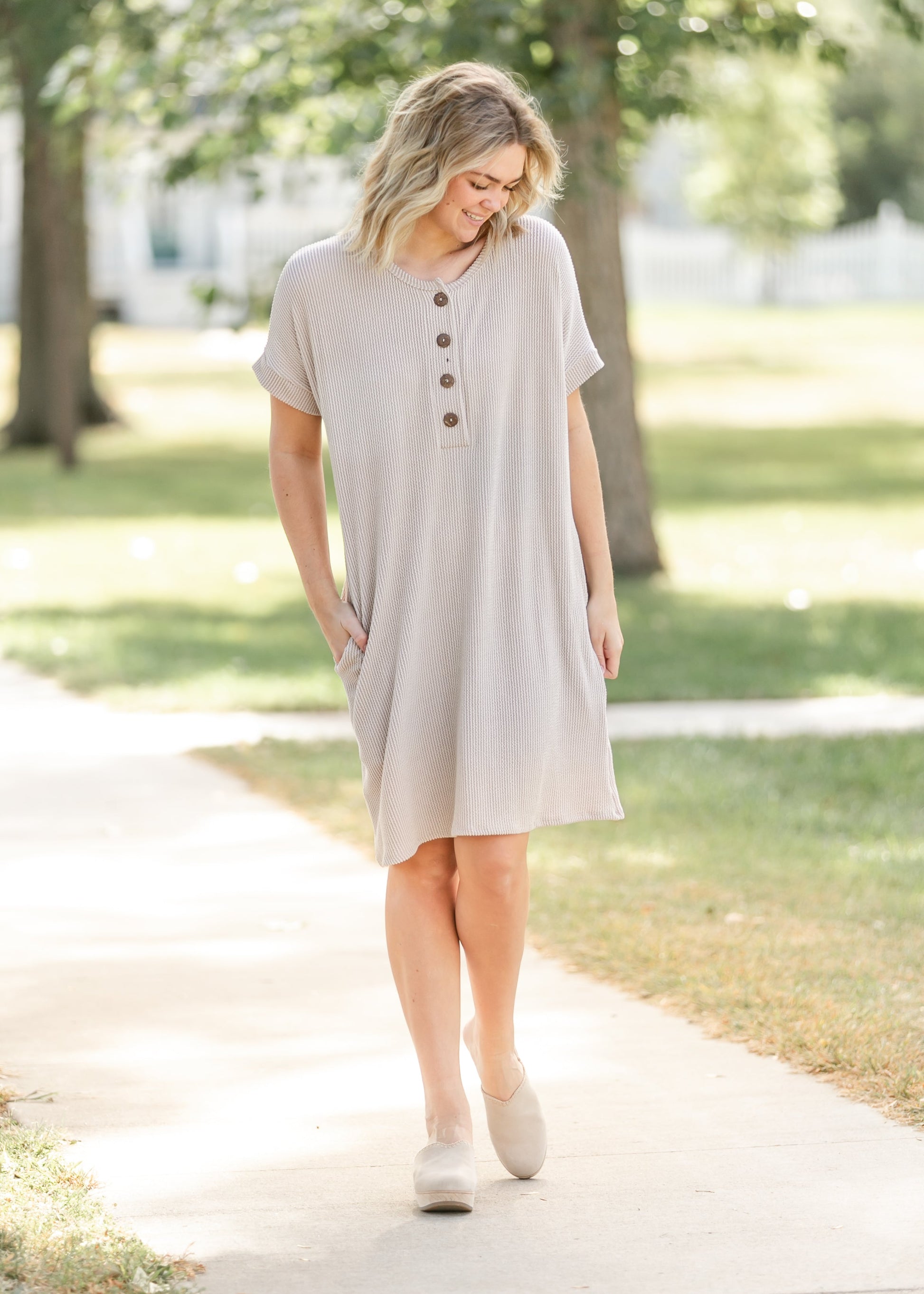 Dawn Ribbed 1/4 Button Midi Dress - FINAL SALE S Dawn Ribbed 1/4 Button Midi Dress - FINAL SALE S