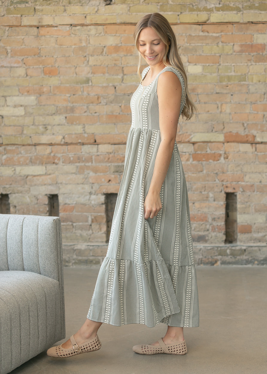 Delphine Olive Textured Maxi Dress FF Dresses