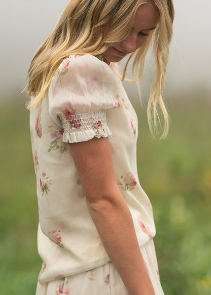 Dempsey Puff Short Sleeve Top FF Tops