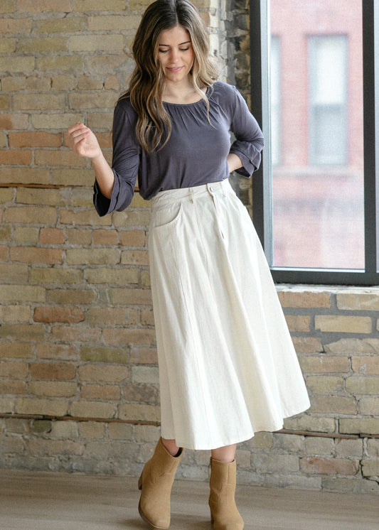 Denim A-line Maxi Skirt FF Skirts