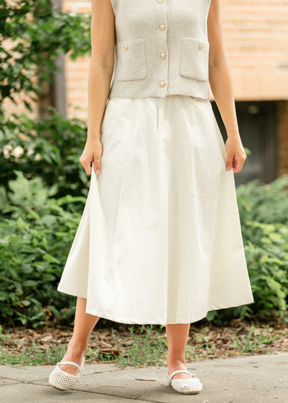 Denim A-line Maxi Skirt FF Skirts Oatmeal / S