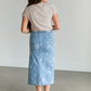 Denim Floral Midi Skirt FF Skirts
