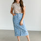 Denim Floral Midi Skirt FF Skirts