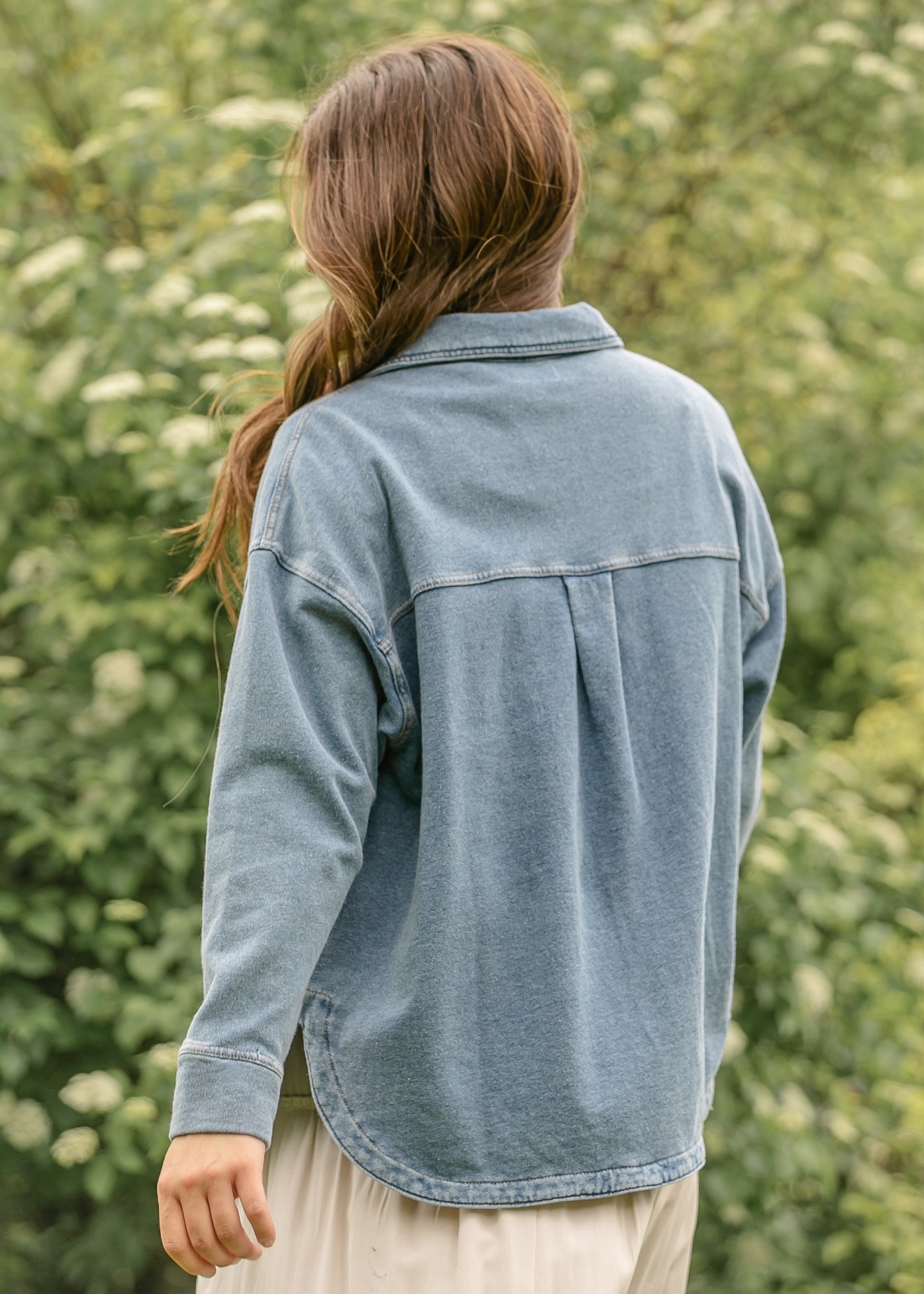 Denim Knit Shacket FF Layering Essentials