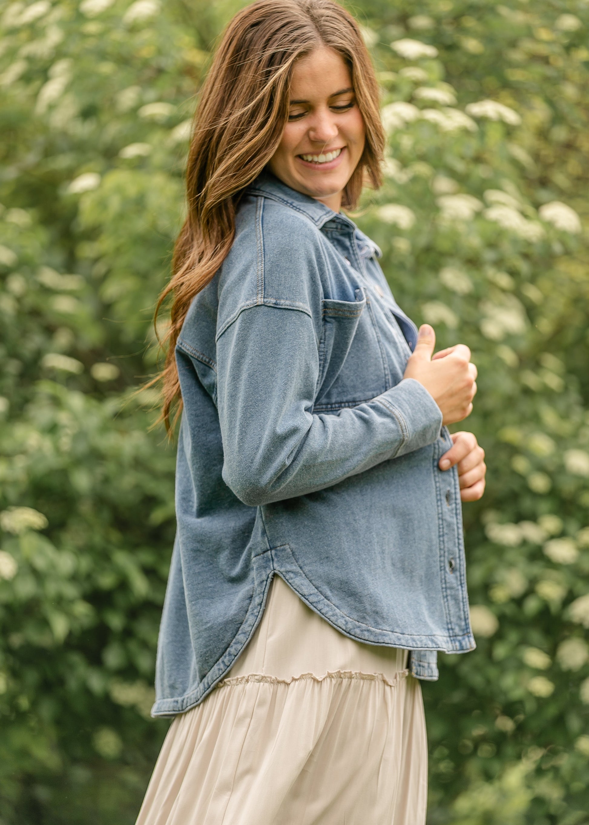 Denim Knit Shacket FF Layering Essentials
