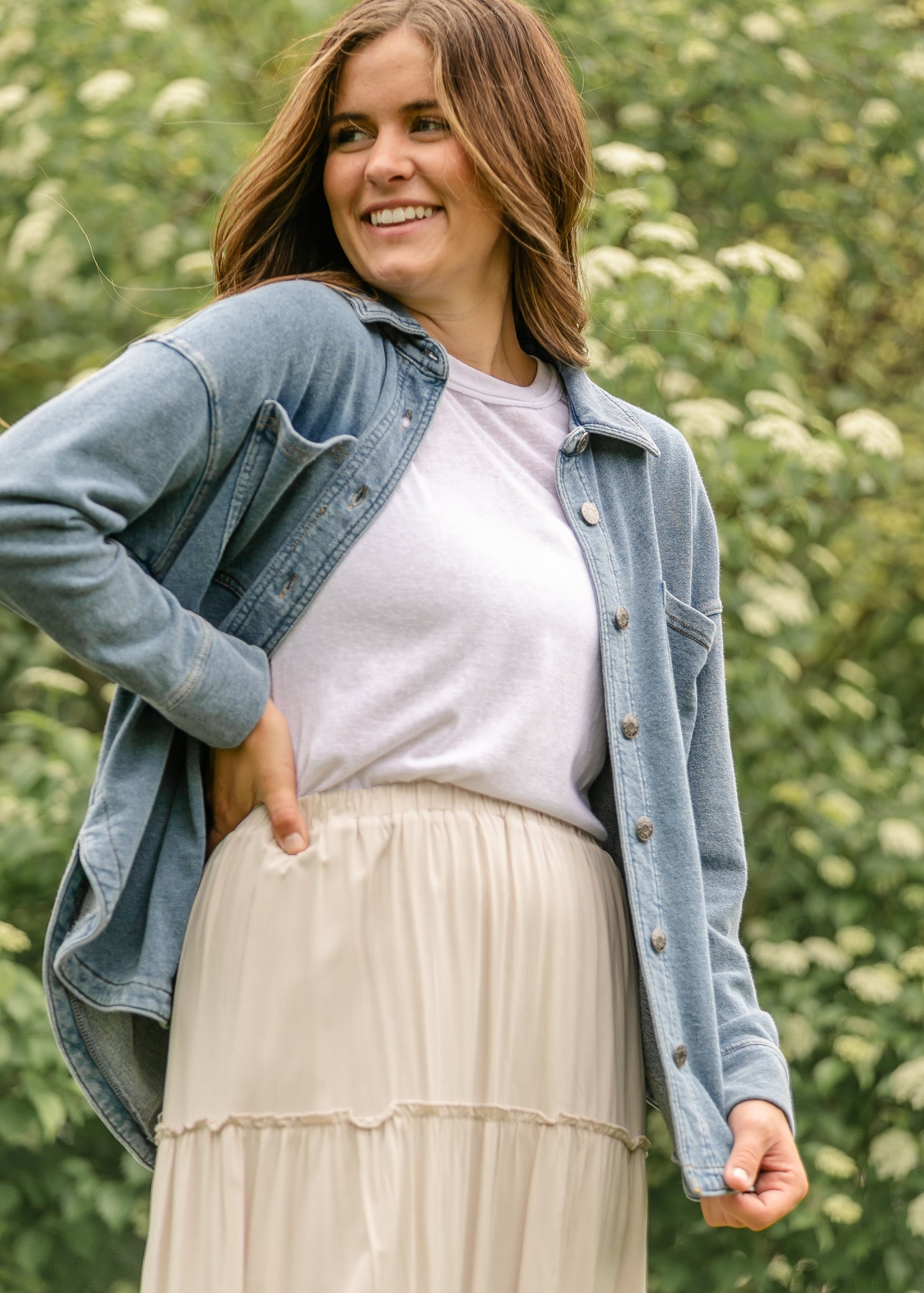 Denim Knit Shacket FF Layering Essentials