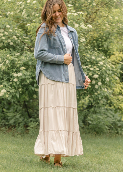 Denim Knit Shacket FF Layering Essentials