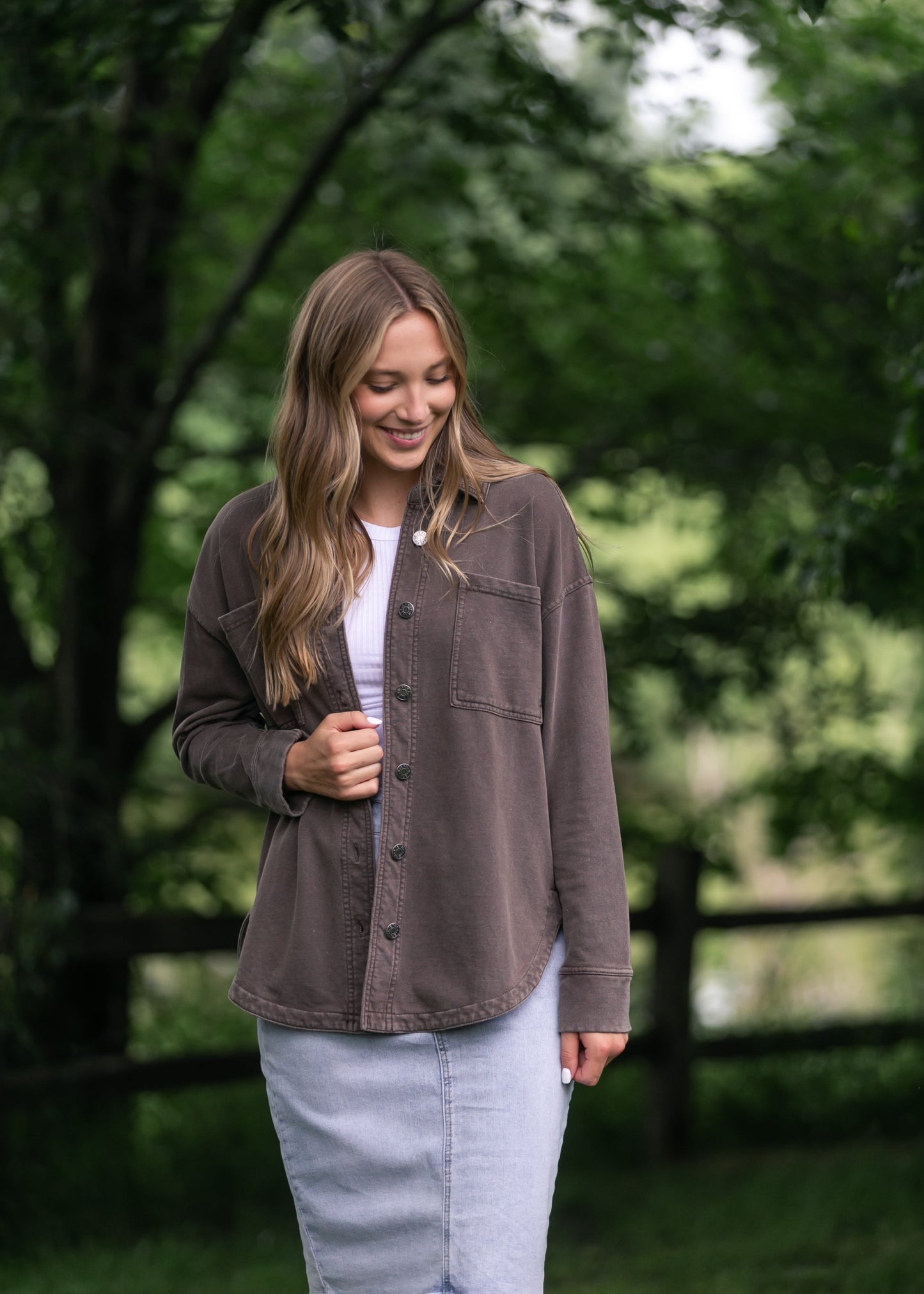 Denim Knit Shacket FF Layering Essentials