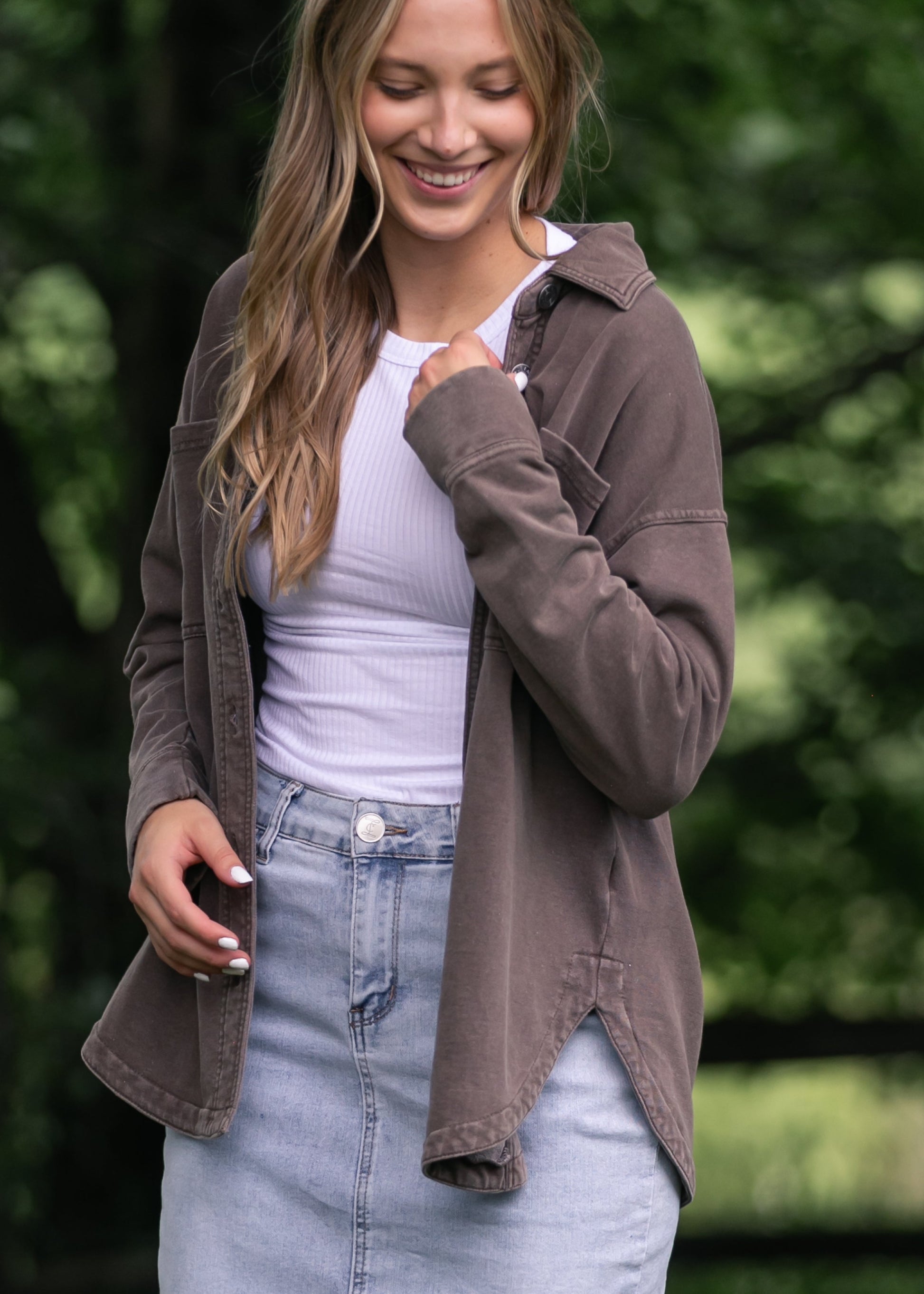 Denim Knit Shacket FF Layering Essentials