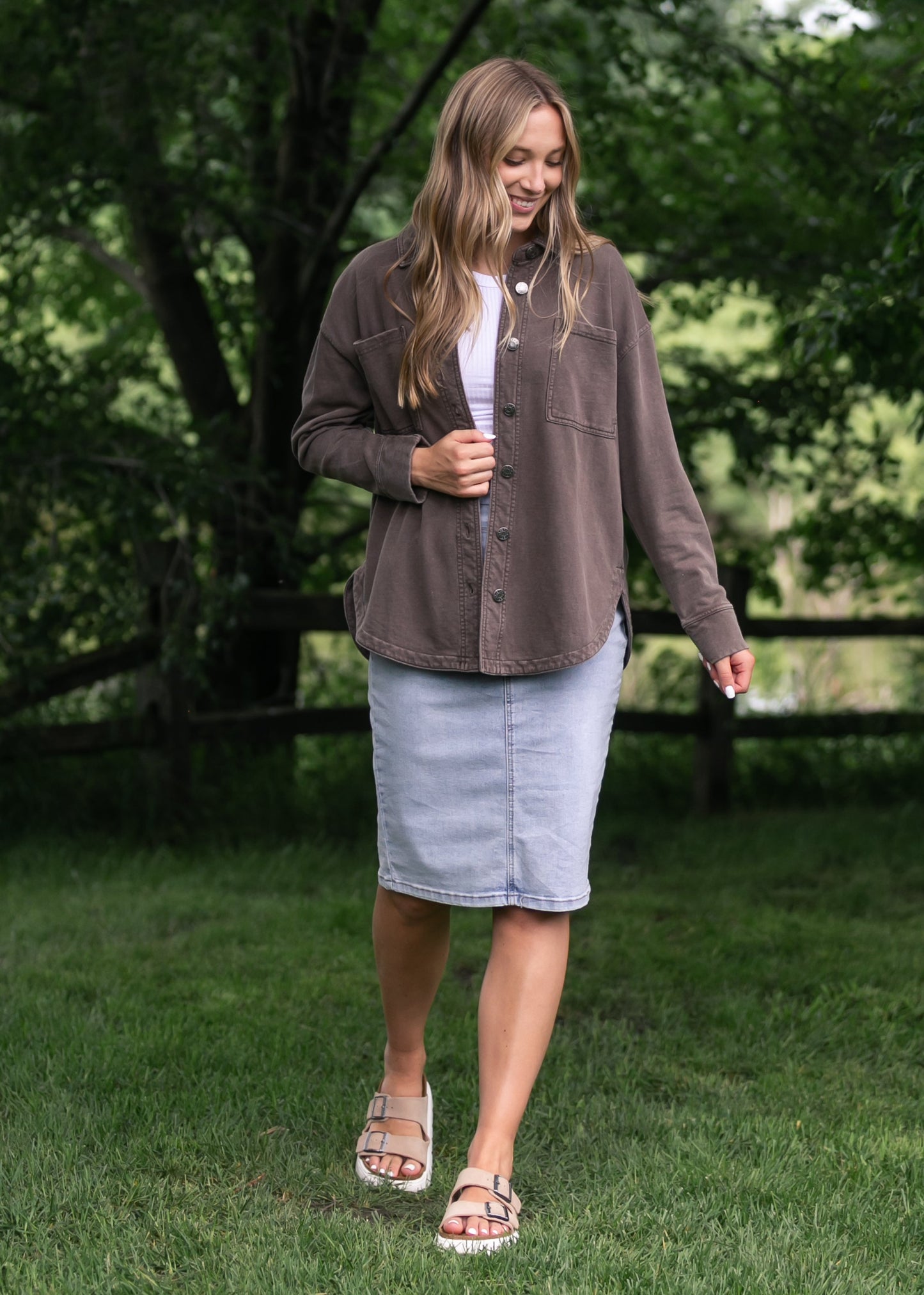 Denim Knit Shacket FF Layering Essentials