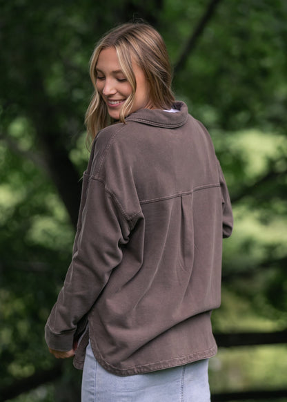 Denim Knit Shacket FF Layering Essentials