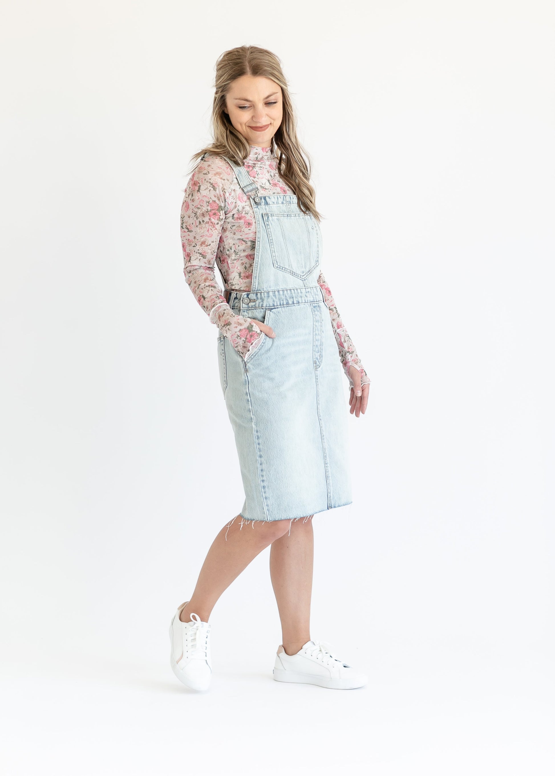 Denim Overall Jumper Raw Hem Midi Dress FINAL SALE – Inherit