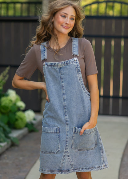 Denim Overall Midi Dress FF Dresses