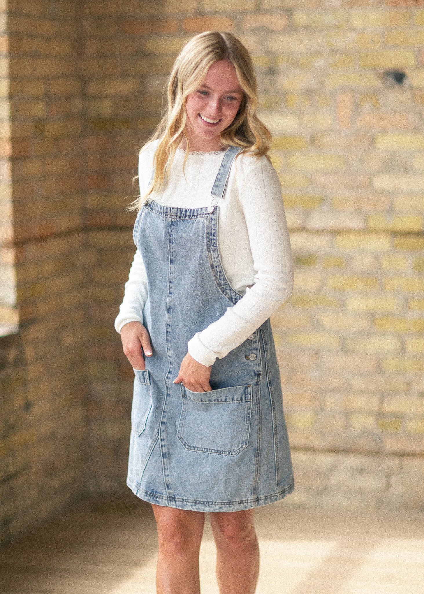 Denim Overall Midi Dress FF Dresses