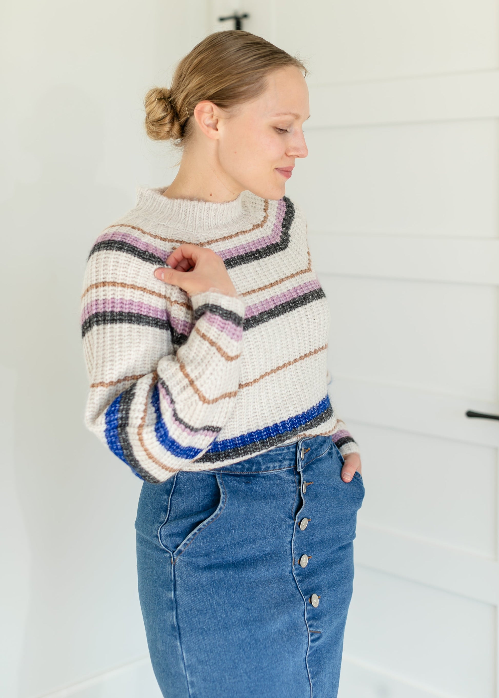 Desmond Knit Stripe Sweater FF Tops