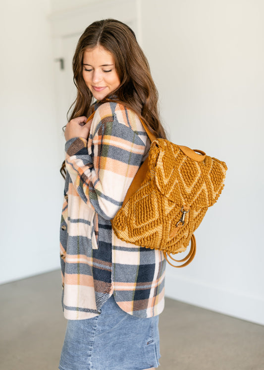Diamond Pattern Knit Backpack Accessories