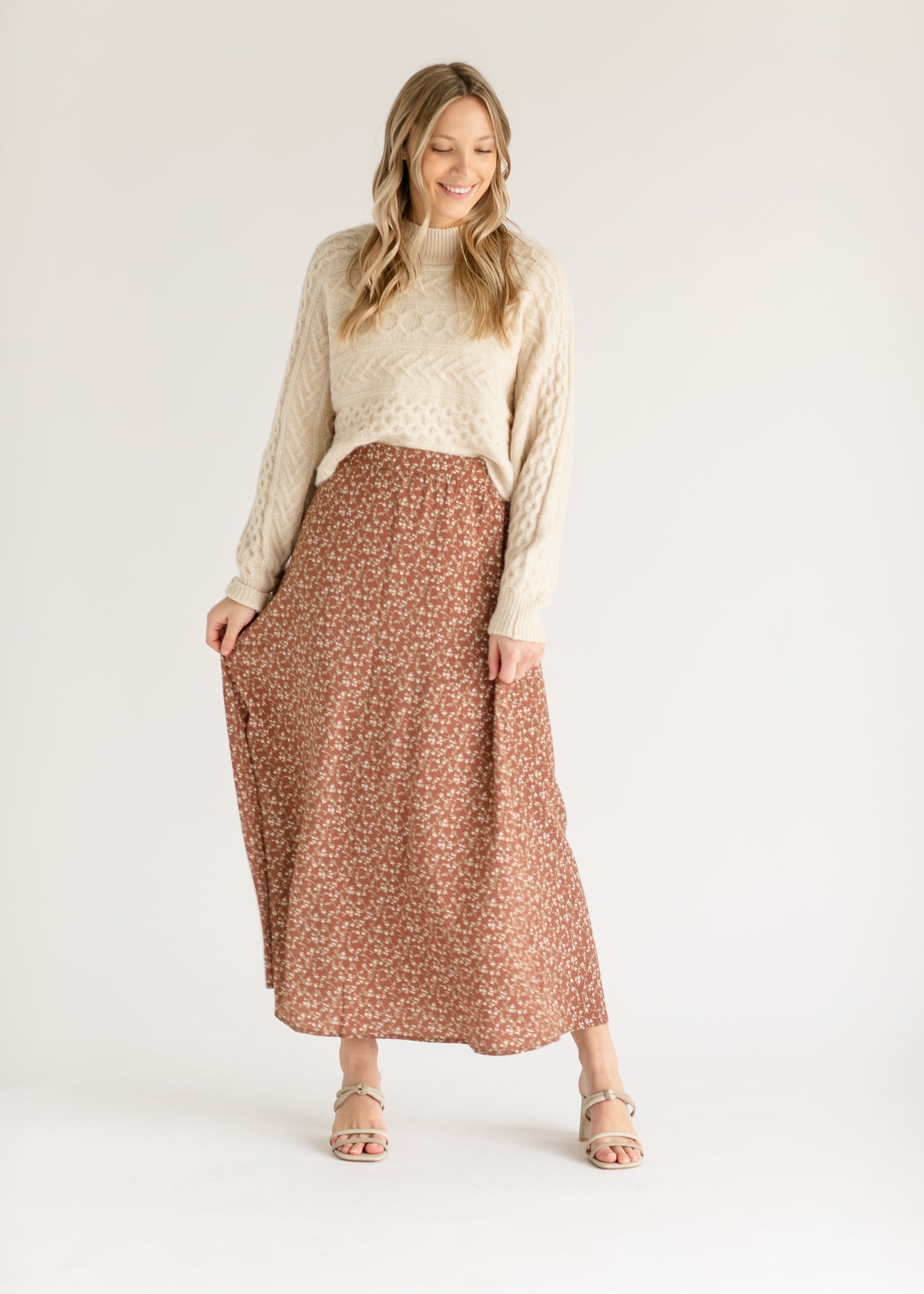 Ditsy Floral Print Maxi Skirt FF Skirts