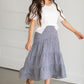 Ditsy Floral Side-Zip Tiered Midi Skirt Skirts Blue / S
