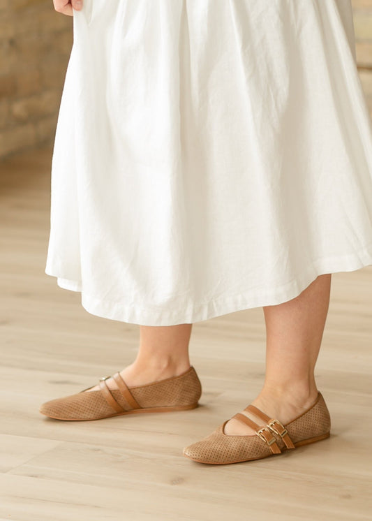 Dolce Vita® Baylee Ballet Flats Pecan Perforated Suede Shoes