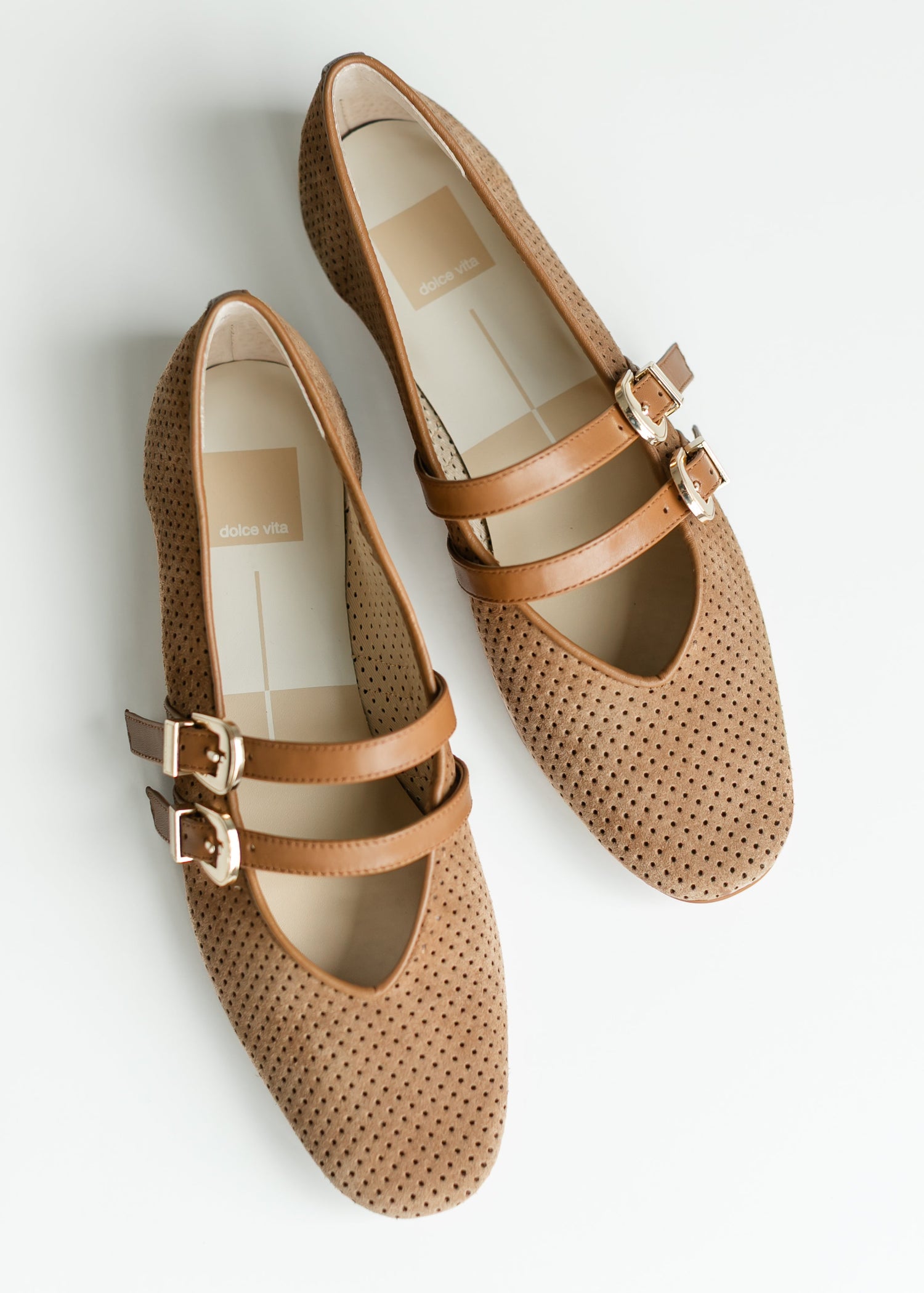 Dolce Vita® Baylee Ballet Flats Pecan Perforated Suede Shoes
