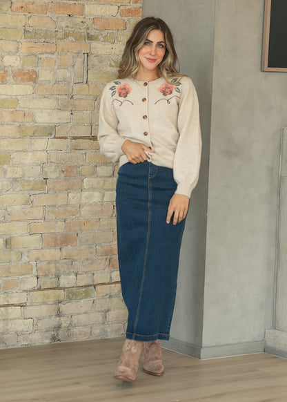 Donna Dark Wash Denim Maxi Skirt IC Skirts