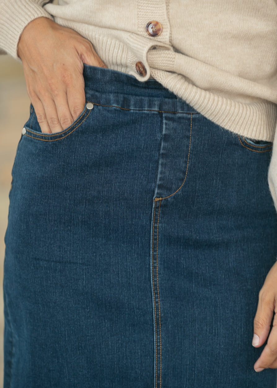 Donna Dark Wash Denim Maxi Skirt IC Skirts