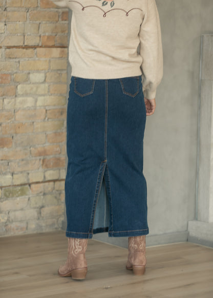 Donna Dark Wash Denim Maxi Skirt IC Skirts