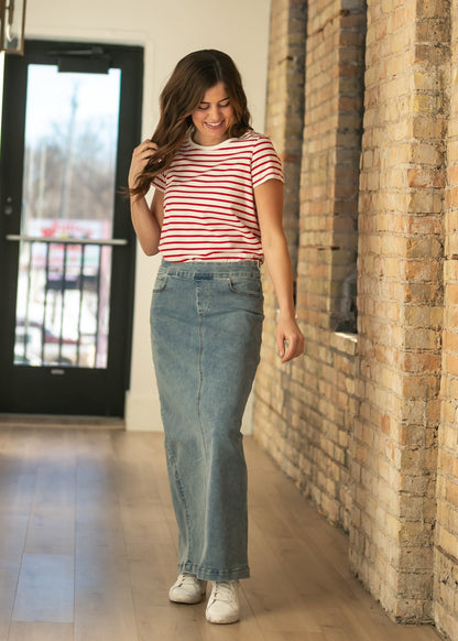Donna Light Classic Wash Maxi Denim Skirt IC Skirts