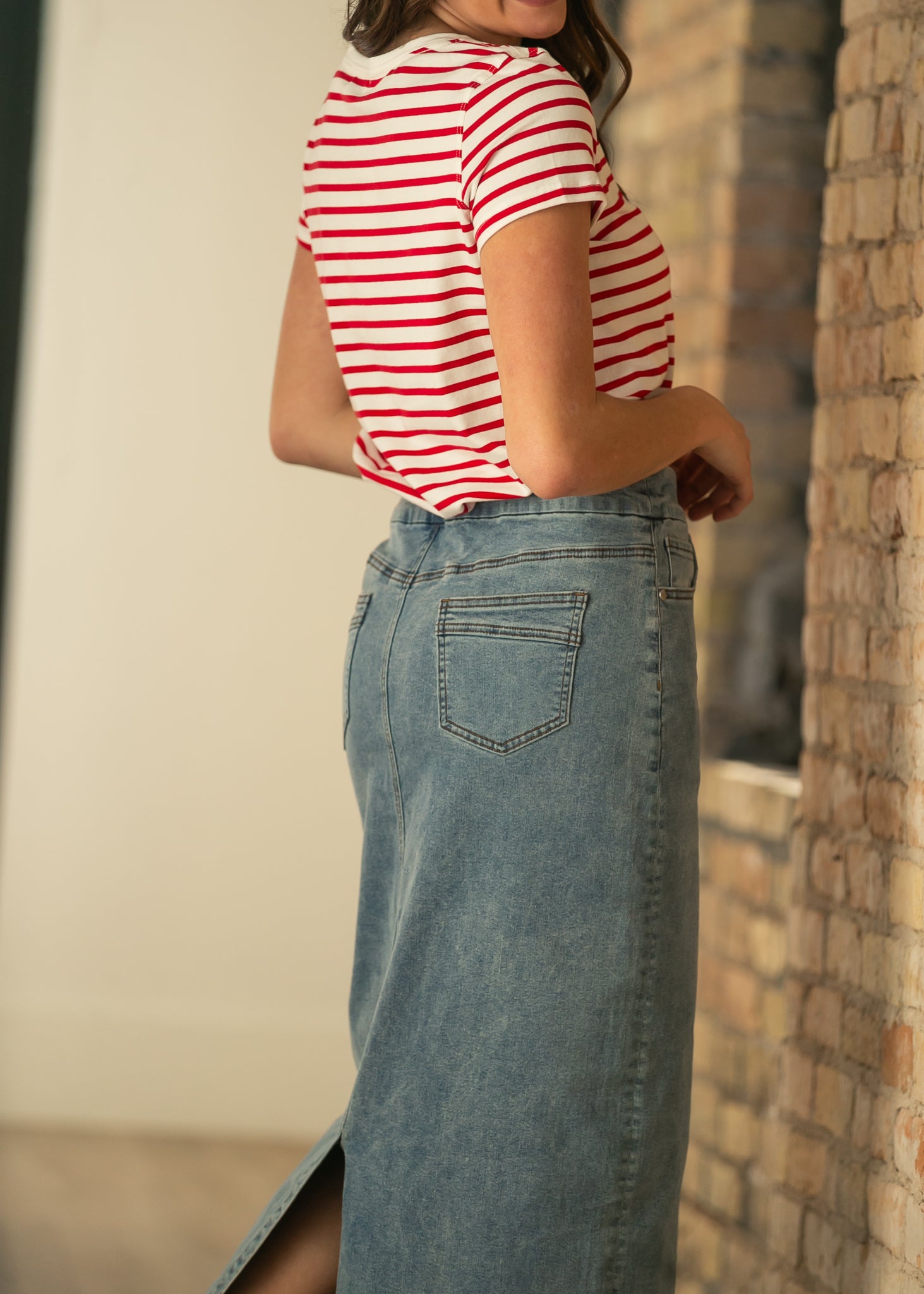 Donna Light Classic Wash Maxi Denim Skirt IC Skirts