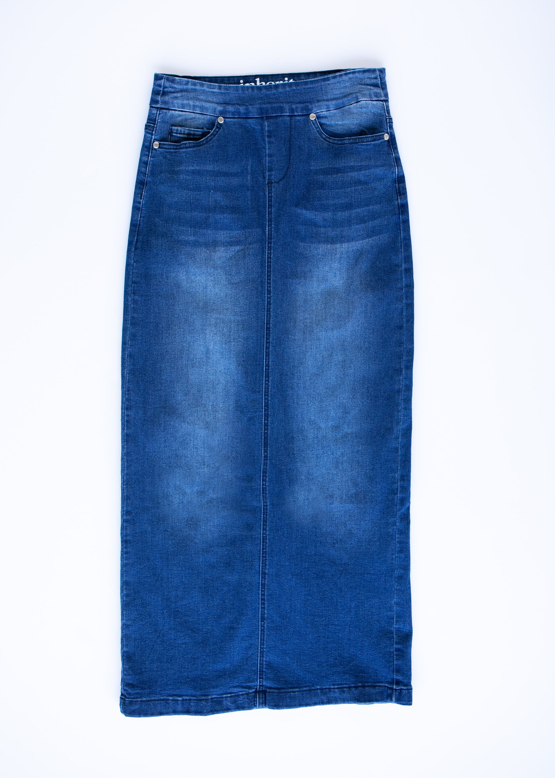 Donna Medium Wash Long Denim Skirt IC Skirts
