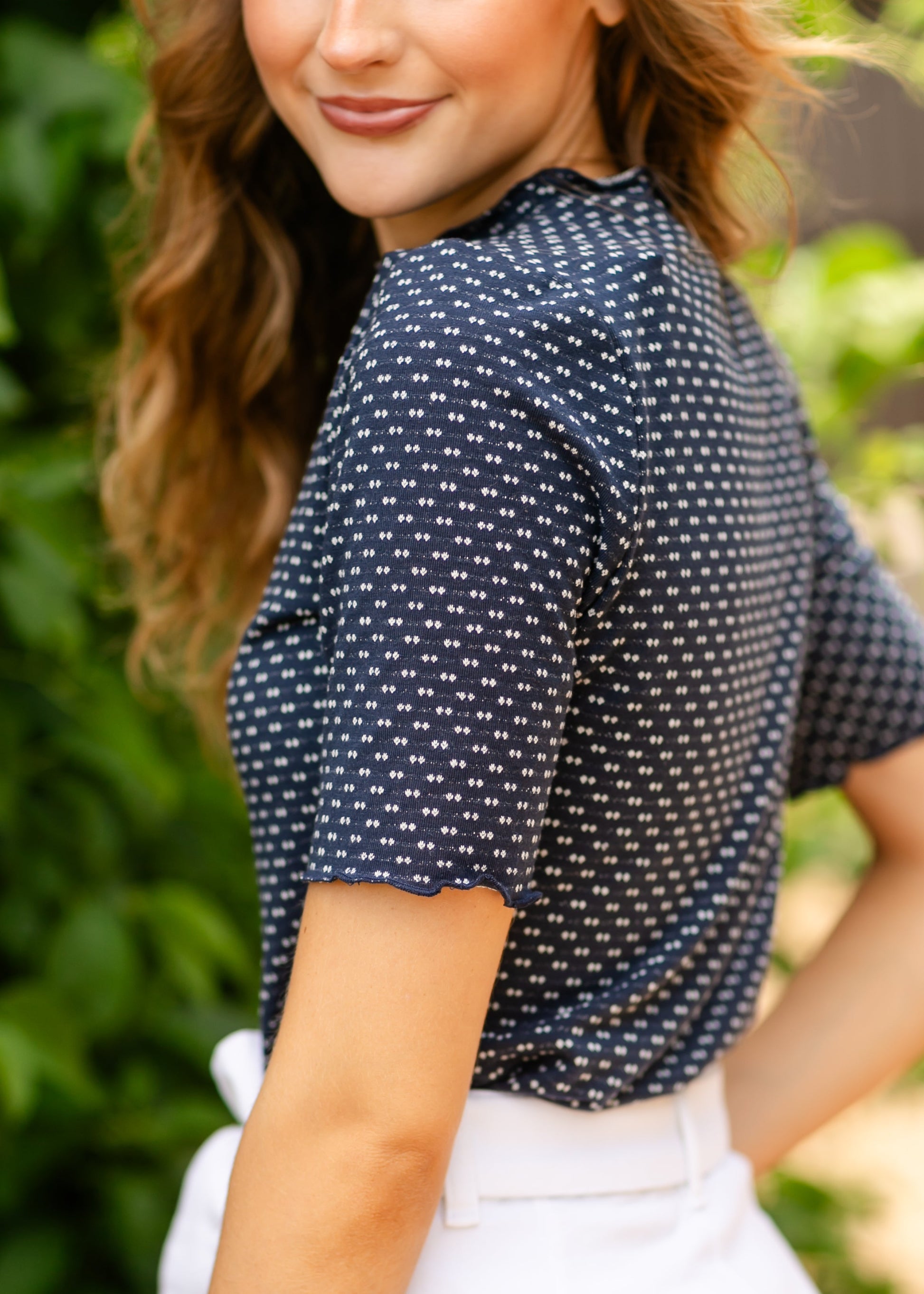 Dot Textured Knit Top FF Tops