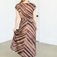 Draped Front Satin Print Midi Dress FF Dresses