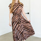 Draped Front Satin Print Midi Dress FF Dresses